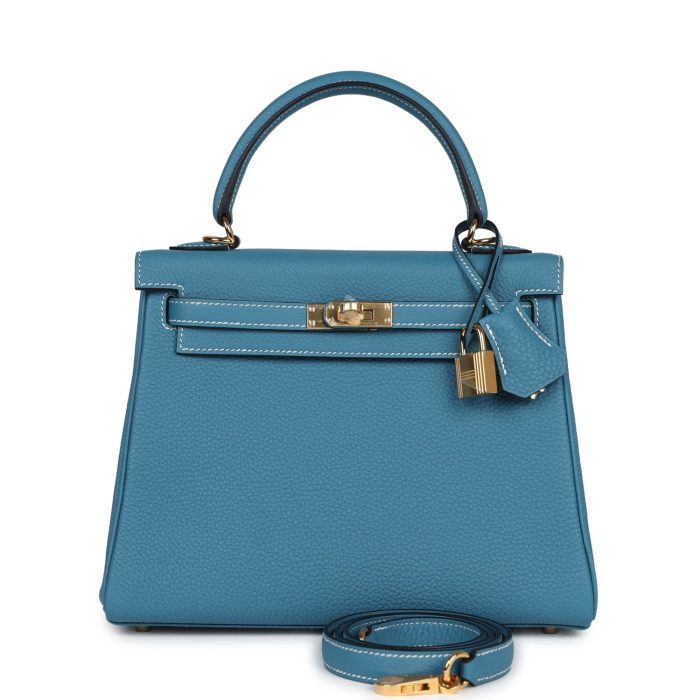 Handmade HKR 25 Blue Jean Togo Gold Hardware