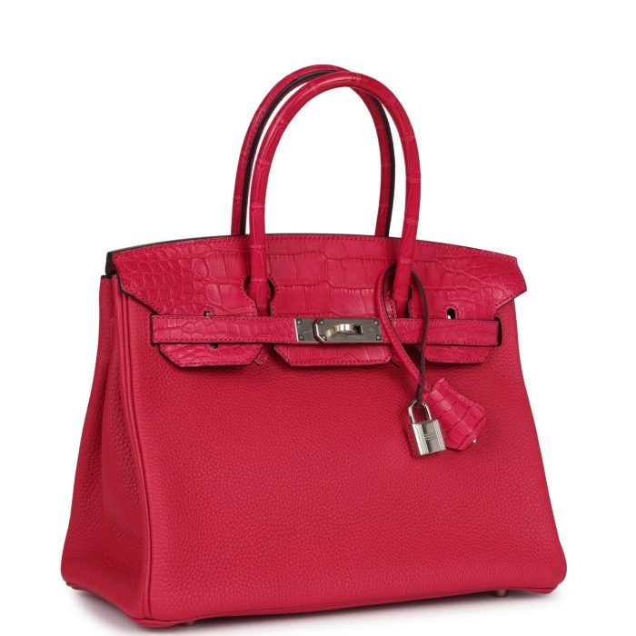 Handmade Bag HB 30 Framboise Matte Alligator Togo Touch Palladium Hardware - 图片 2