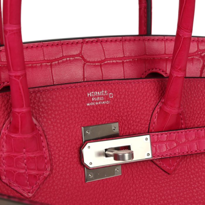 Handmade Bag HB 30 Framboise Matte Alligator Togo Touch Palladium Hardware - 图片 6