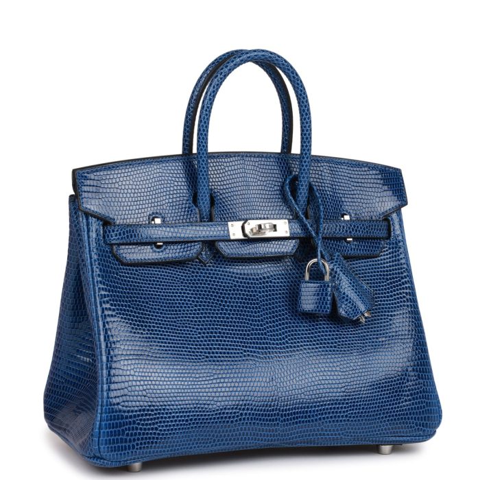 Handmade Bag HB 25 Bleu Saphir Lizard Palladium Hardware - 图片 2