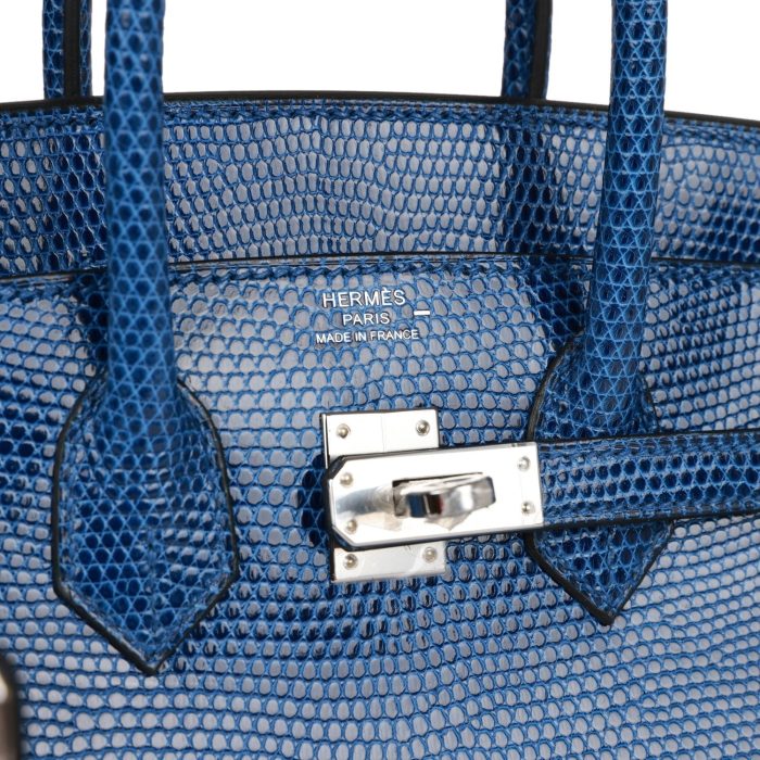 Handmade Bag HB 25 Bleu Saphir Lizard Palladium Hardware - 图片 6
