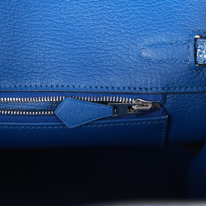 Handmade Bag HB 25 Bleu Saphir Lizard Palladium Hardware - 图片 8