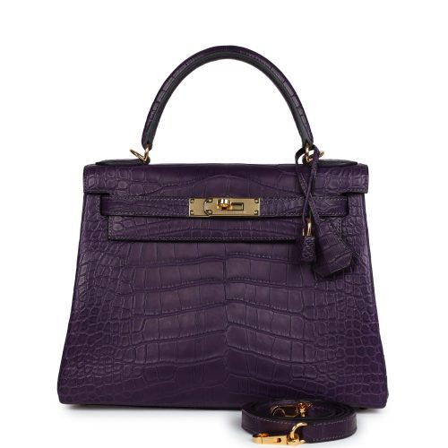 Handmade HKR 28 Amethyst Matte Alligator Gold Hardware