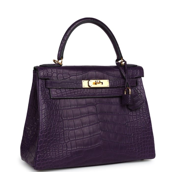 Handmade HKR 28 Amethyst Matte Alligator Gold Hardware - 图片 2