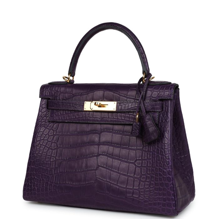 Handmade HKR 28 Amethyst Matte Alligator Gold Hardware - 图片 3