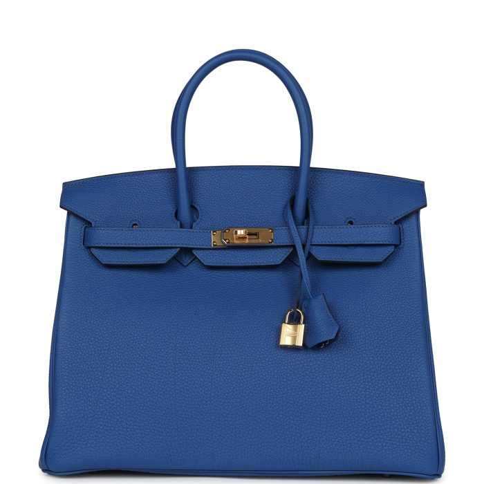 Handmade Bag HB 35 Bleu France Togo Gold Hardware