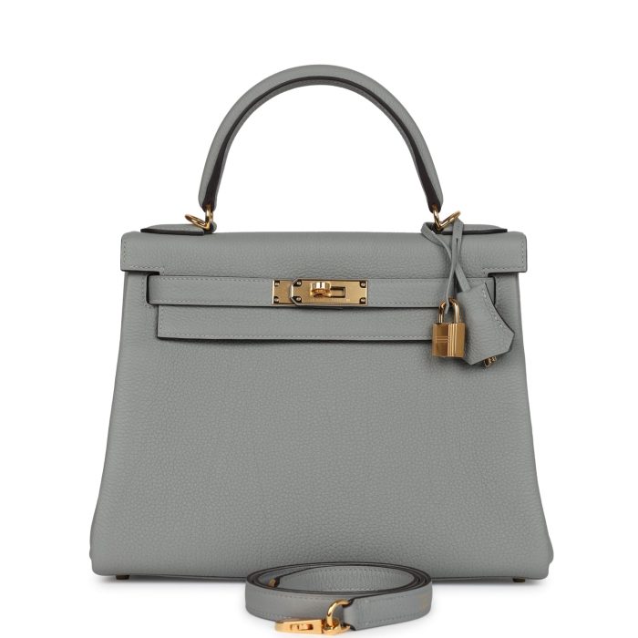 Handmade HKR 28 Gris Mouette Togo Gold Hardware