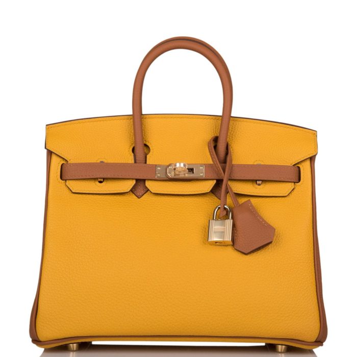 Handmade Bag HSOB(HSS) 25 Jaune Ambre and Gold Togo Permabrass Hardware
