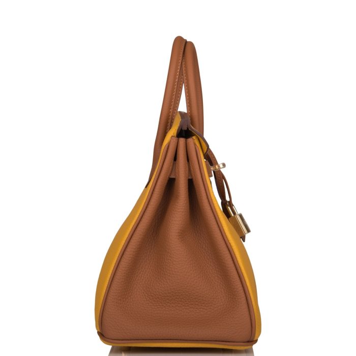 Handmade Bag HSOB(HSS) 25 Jaune Ambre and Gold Togo Permabrass Hardware - 图片 3