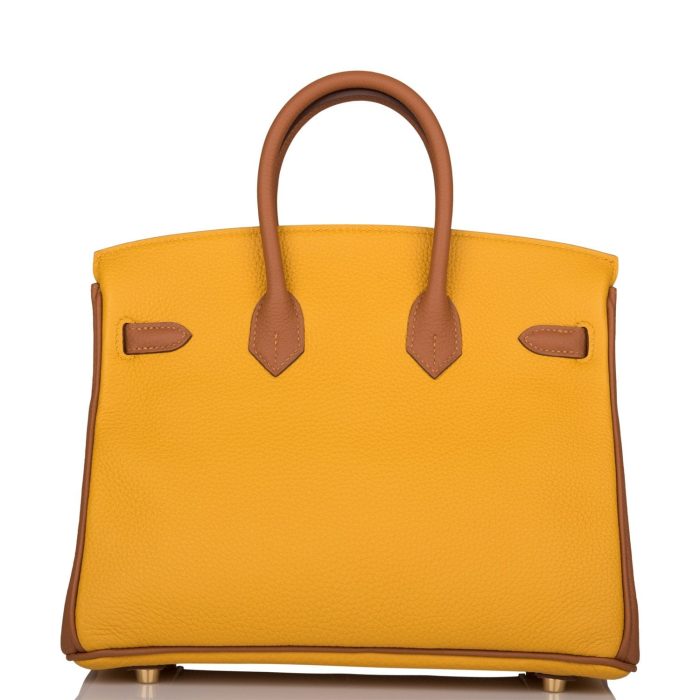 Handmade Bag HSOB(HSS) 25 Jaune Ambre and Gold Togo Permabrass Hardware - 图片 4