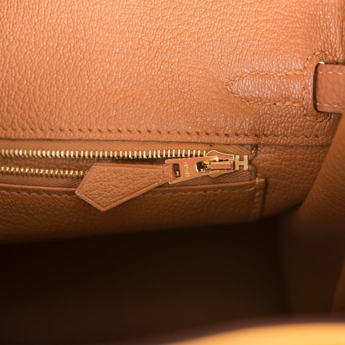 Handmade Bag HSOB(HSS) 25 Jaune Ambre and Gold Togo Permabrass Hardware - 图片 8