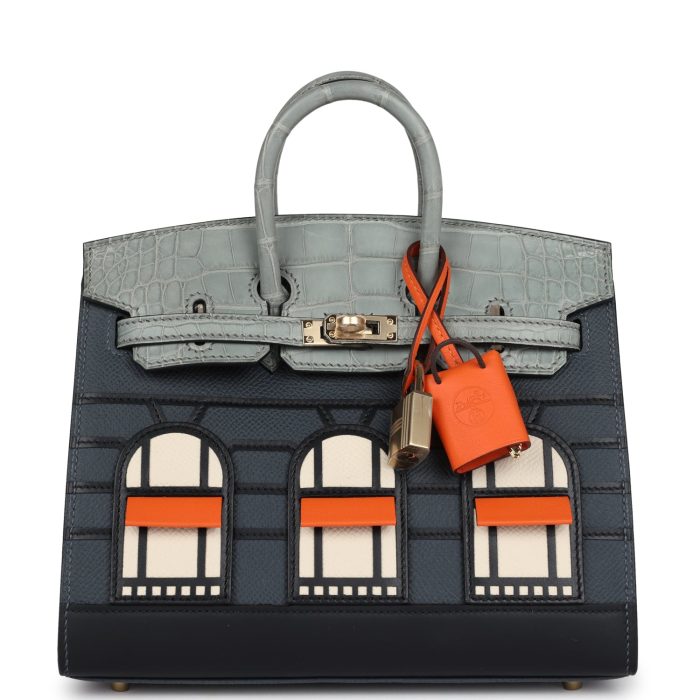 Handmade Bag HNSFB 20 Gris Misty Matte Alligator Permabrass Hardware
