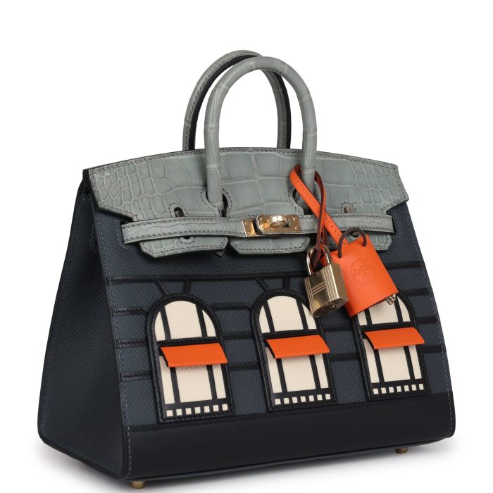 Handmade Bag HNSFB 20 Gris Misty Matte Alligator Permabrass Hardware - 图片 2