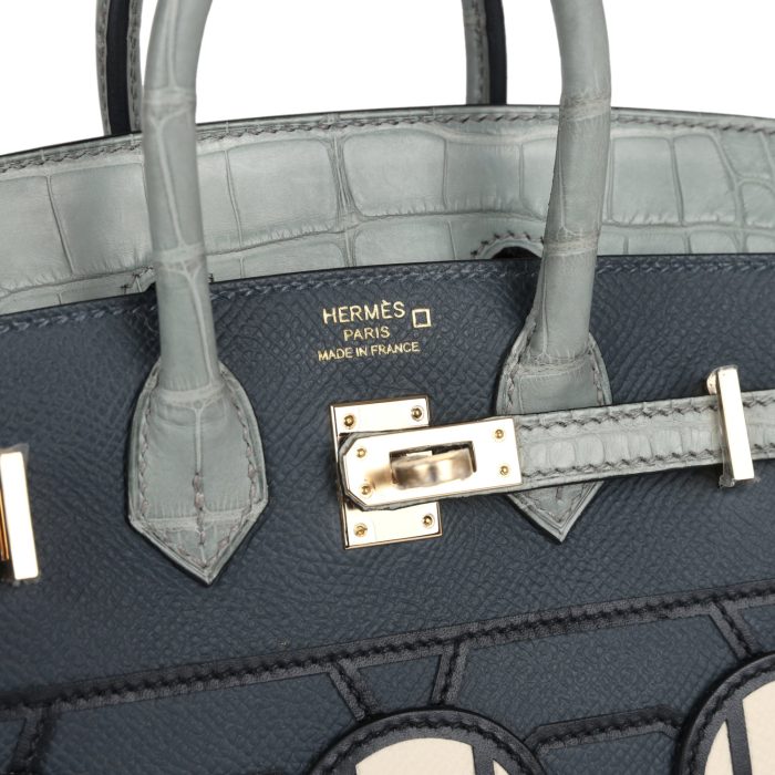Handmade Bag HNSFB 20 Gris Misty Matte Alligator Permabrass Hardware - 图片 6
