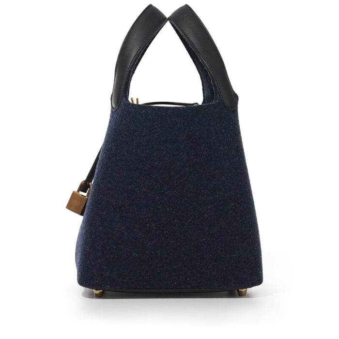 Handmade HPL 18 Bleu Nuit Feutre Wool and Black Swift Gold Hardware - 图片 3