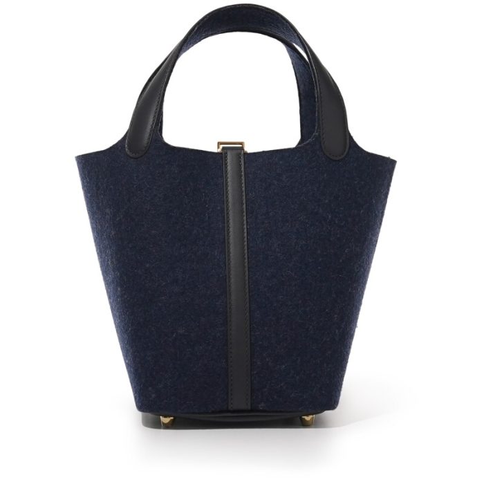 Handmade HPL 18 Bleu Nuit Feutre Wool and Black Swift Gold Hardware - 图片 4