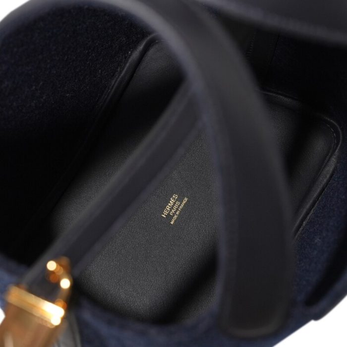 Handmade HPL 18 Bleu Nuit Feutre Wool and Black Swift Gold Hardware - 图片 6