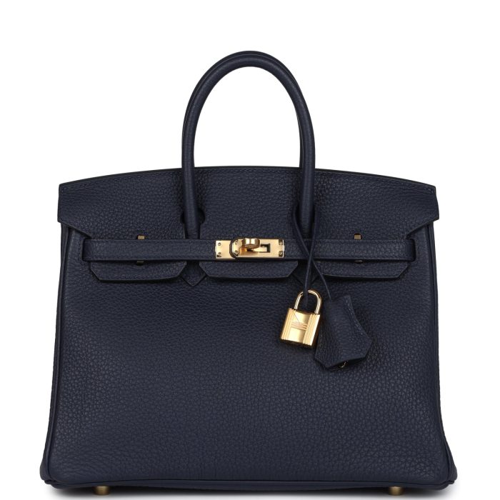 Handmade Bag HB 25 Bleu Nuit Togo Gold Hardware