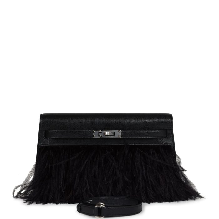 Handmade HKEF Chevre Chamkila and Ostrich Feather Palladium Hardware