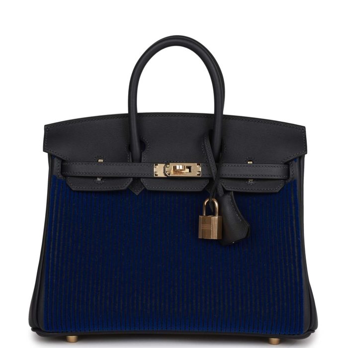 Handmade Bag HB 25 Cote-a-Cote Tuffetage Bleu Saphir and Caban Swift Permabrass Hardware