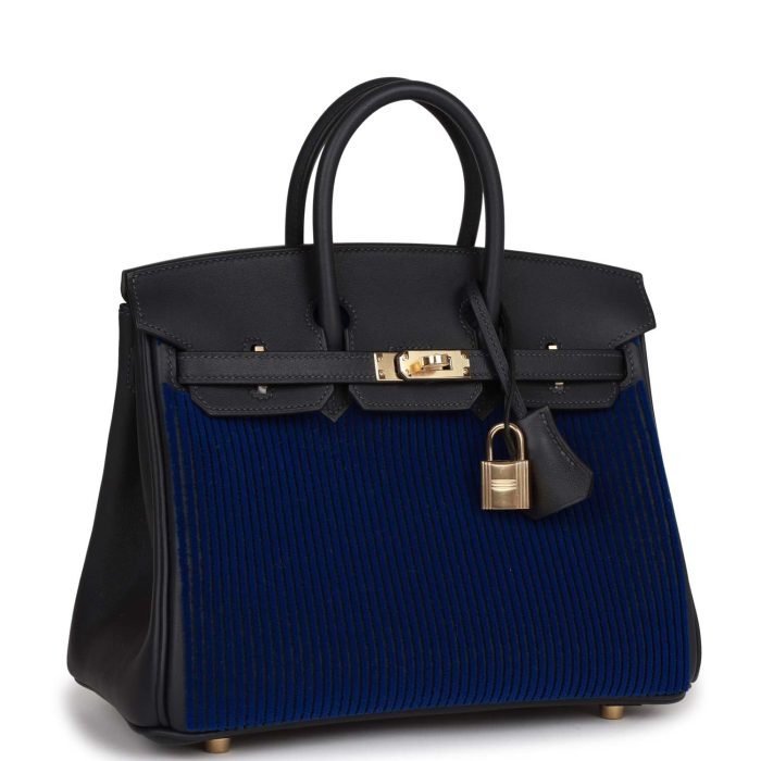 Handmade Bag HB 25 Cote-a-Cote Tuffetage Bleu Saphir and Caban Swift Permabrass Hardware - 图片 2