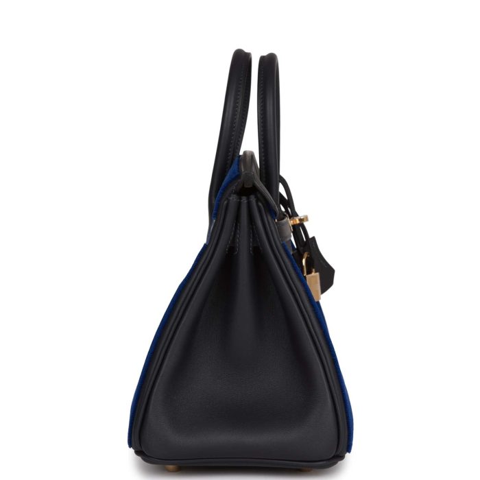 Handmade Bag HB 25 Cote-a-Cote Tuffetage Bleu Saphir and Caban Swift Permabrass Hardware - 图片 3