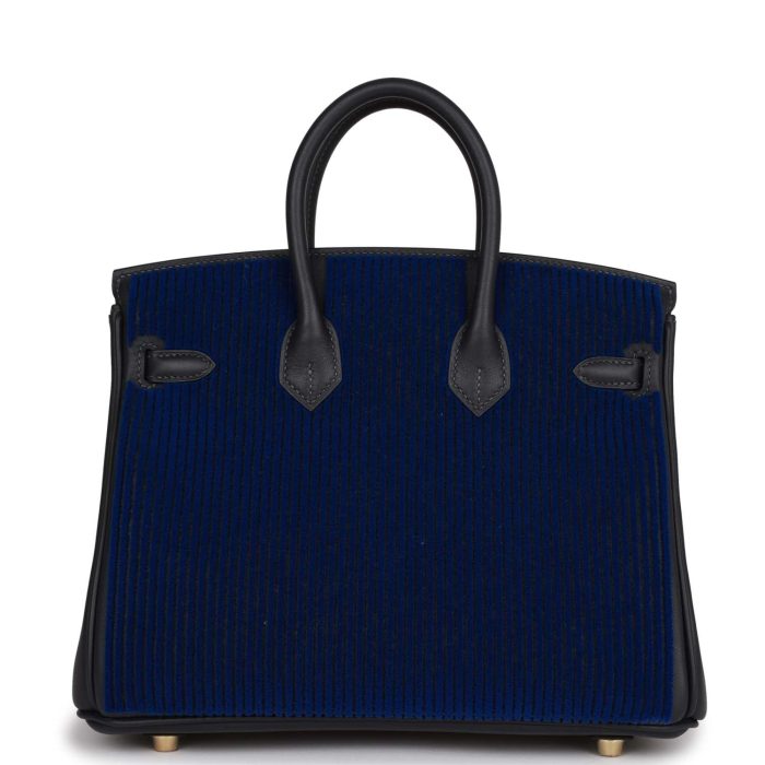 Handmade Bag HB 25 Cote-a-Cote Tuffetage Bleu Saphir and Caban Swift Permabrass Hardware - 图片 4