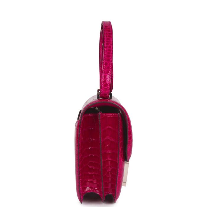 Handmade Bag HC 18 Rose Pourpre Shiny Alligator Palladium Hardware - 图片 3