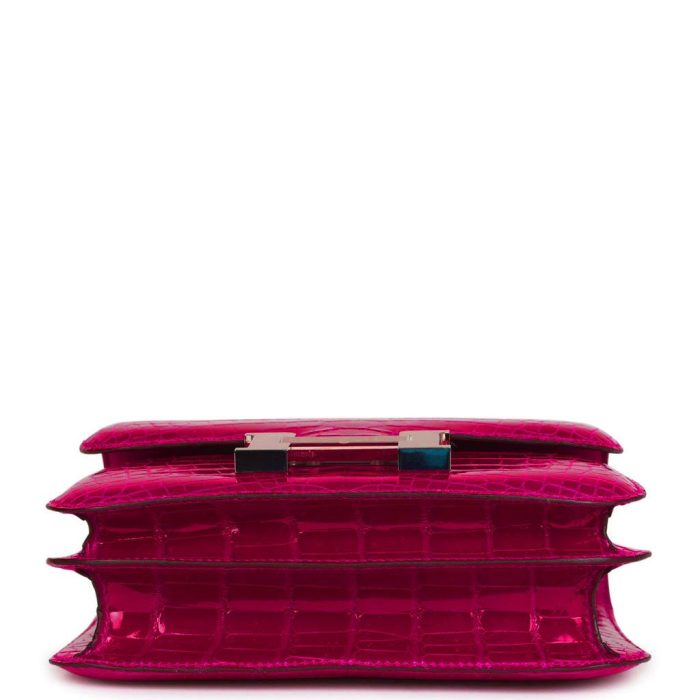 Handmade Bag HC 18 Rose Pourpre Shiny Alligator Palladium Hardware - 图片 5