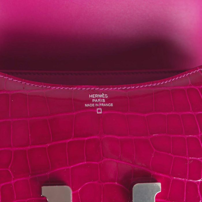 Handmade Bag HC 18 Rose Pourpre Shiny Alligator Palladium Hardware - 图片 7