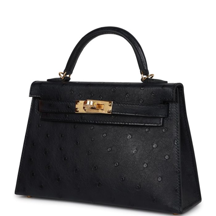 Handmade HKS 20 Black Ostrich Gold Hardware - 图片 3