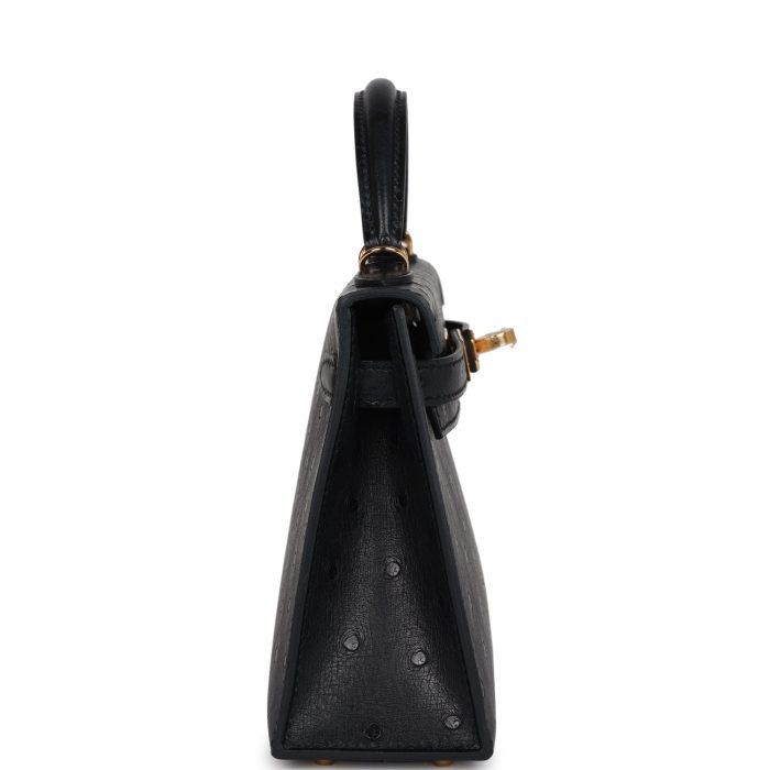 Handmade HKS 20 Black Ostrich Gold Hardware - 图片 4