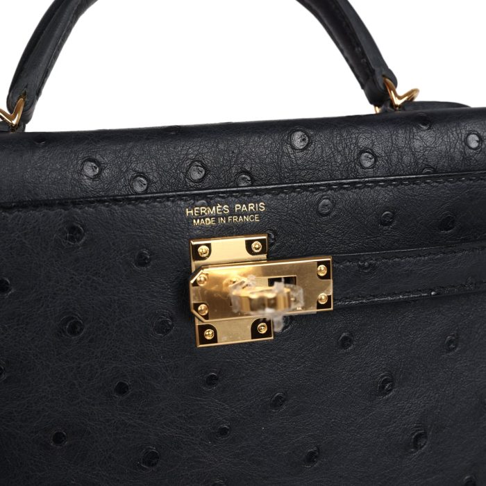 Handmade HKS 20 Black Ostrich Gold Hardware - 图片 7