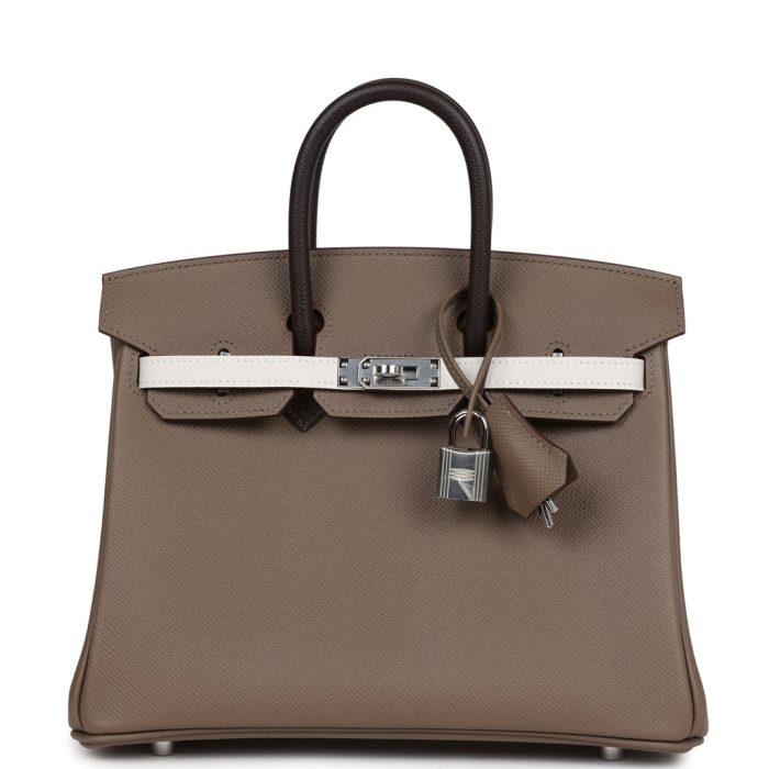 Handmade Bag HB 25 Tri-color Etoupe, Ebene and Gris Pale Epsom Palladium Hardware