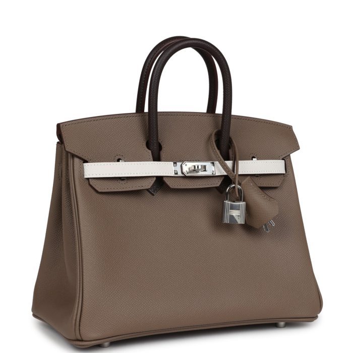 Handmade Bag HB 25 Tri-color Etoupe, Ebene and Gris Pale Epsom Palladium Hardware - 图片 2
