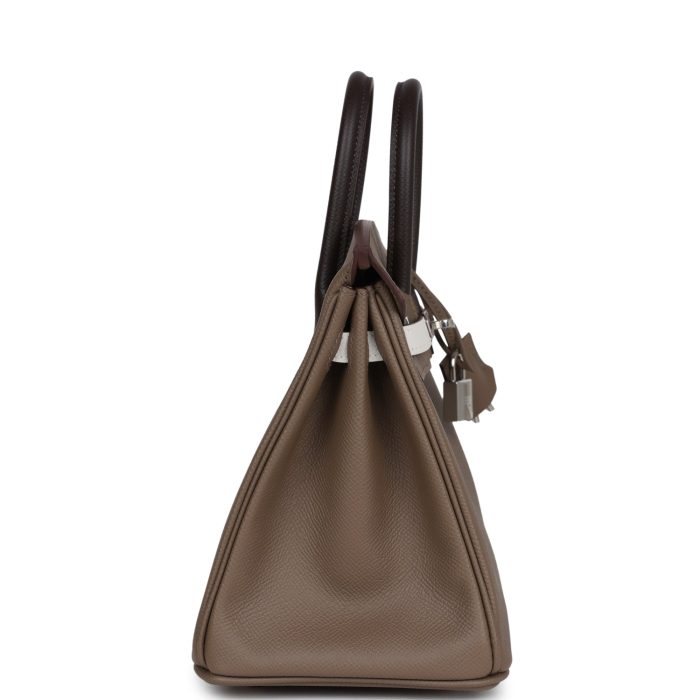 Handmade Bag HB 25 Tri-color Etoupe, Ebene and Gris Pale Epsom Palladium Hardware - 图片 3