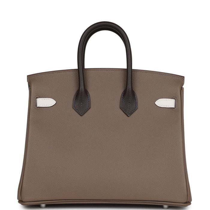 Handmade Bag HB 25 Tri-color Etoupe, Ebene and Gris Pale Epsom Palladium Hardware - 图片 4