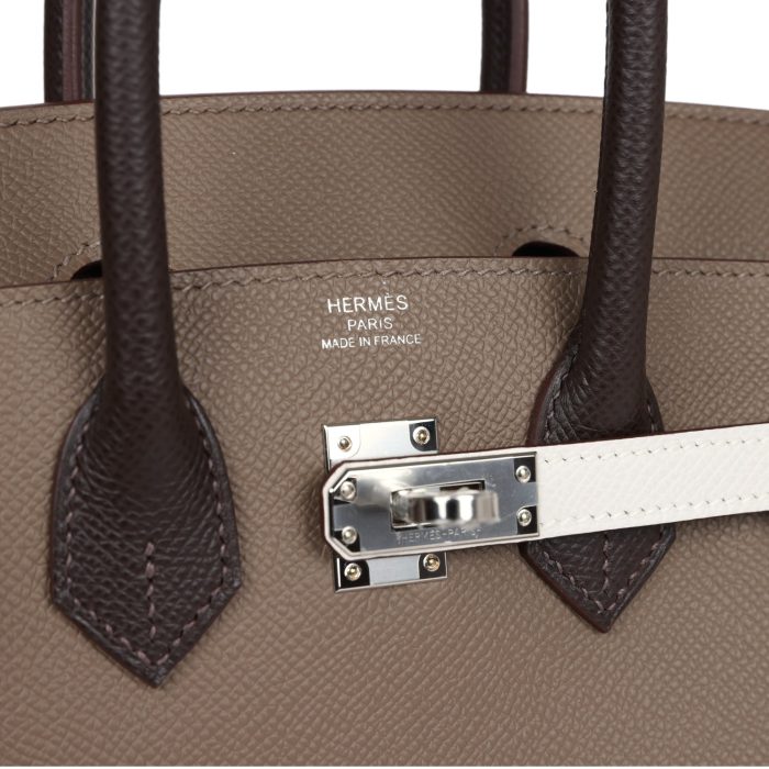Handmade Bag HB 25 Tri-color Etoupe, Ebene and Gris Pale Epsom Palladium Hardware - 图片 6