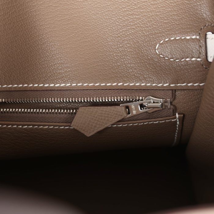 Handmade Bag HB 25 Tri-color Etoupe, Ebene and Gris Pale Epsom Palladium Hardware - 图片 8