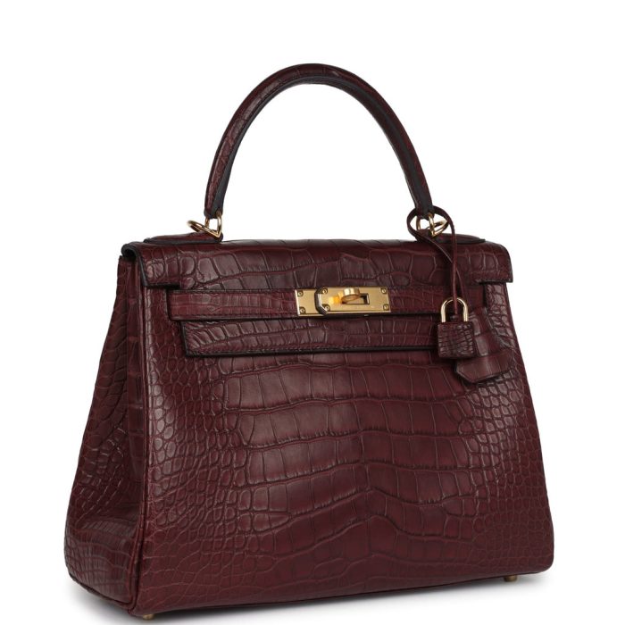 Handmade HKR 28 Bordeaux Matte Alligator Gold Hardware - 图片 2