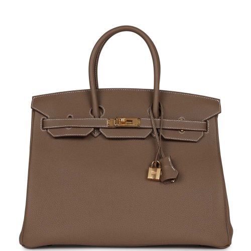 Handmade Bag HB 35 Etoupe Togo Gold Hardware