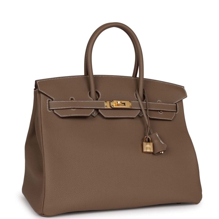 Handmade Bag HB 35 Etoupe Togo Gold Hardware - 图片 2