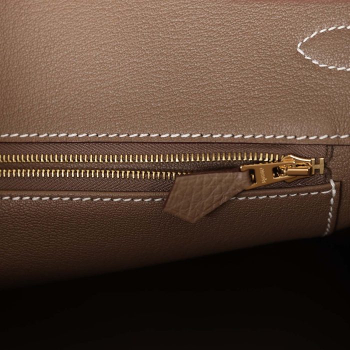 Handmade Bag HB 35 Etoupe Togo Gold Hardware - 图片 8