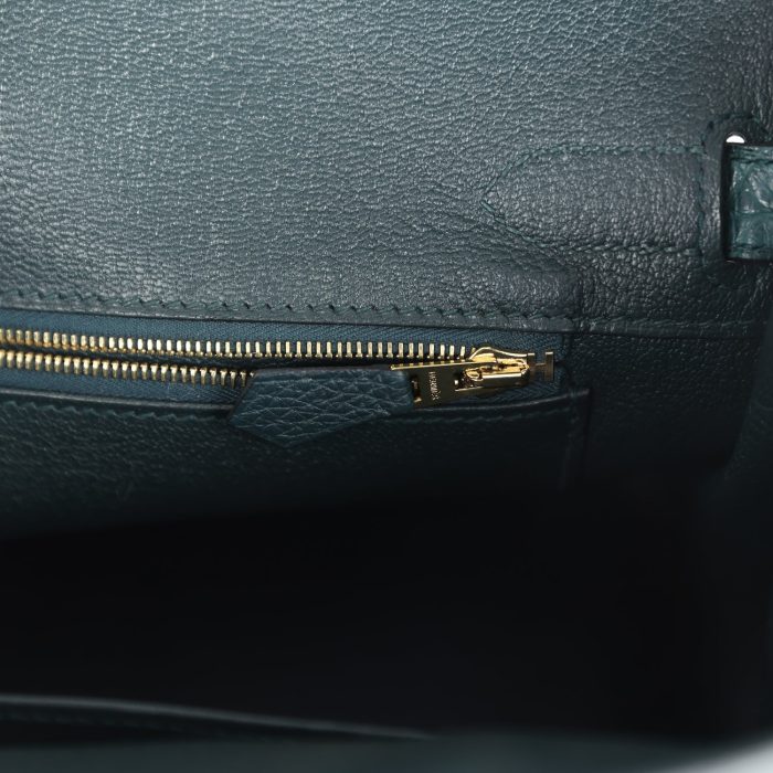 Handmade Bag HB 30 Vert Cypress Togo and Matte Alligator Touch Gold Hardware - 图片 7