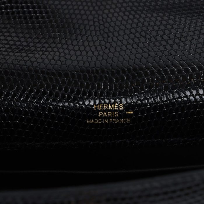 Handmade HKP Black Varanus Niloticus Lizard Gold Hardware
