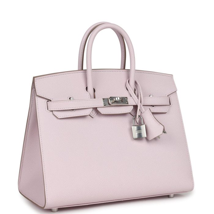 Handmade Bag HB Sellier 25 Mauve Pale Epsom Palladium Hardware - 图片 2