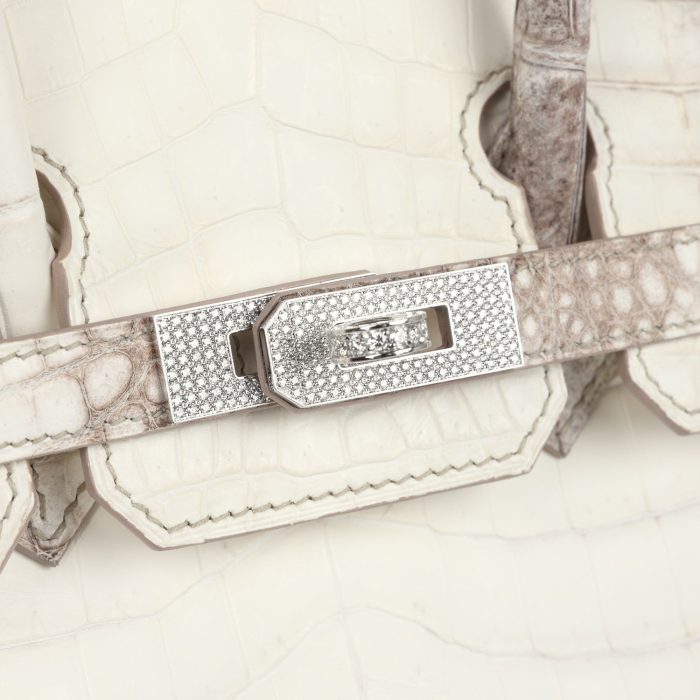 Handmade Bag HB 25 Himalaya Niloticus Crocodile Diamond Encrusted Palladium Hardware - 图片 7