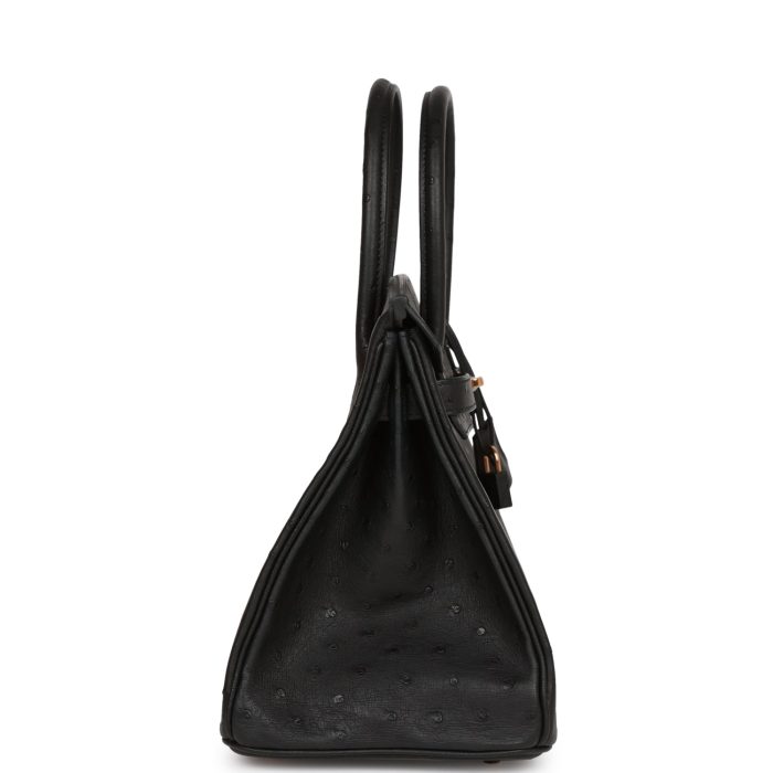 Handmade Bag HB 30 Black Ostrich Rose Gold Hardware - 图片 3
