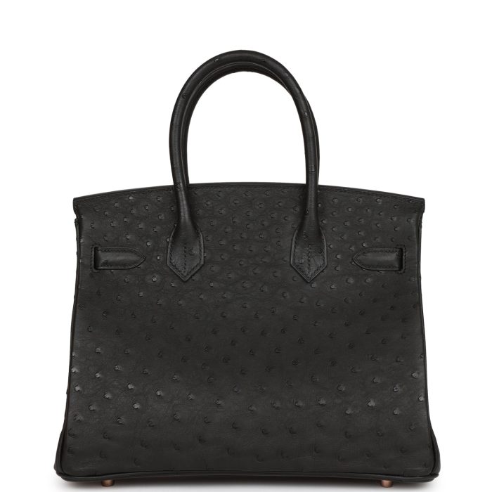 Handmade Bag HB 30 Black Ostrich Rose Gold Hardware - 图片 4