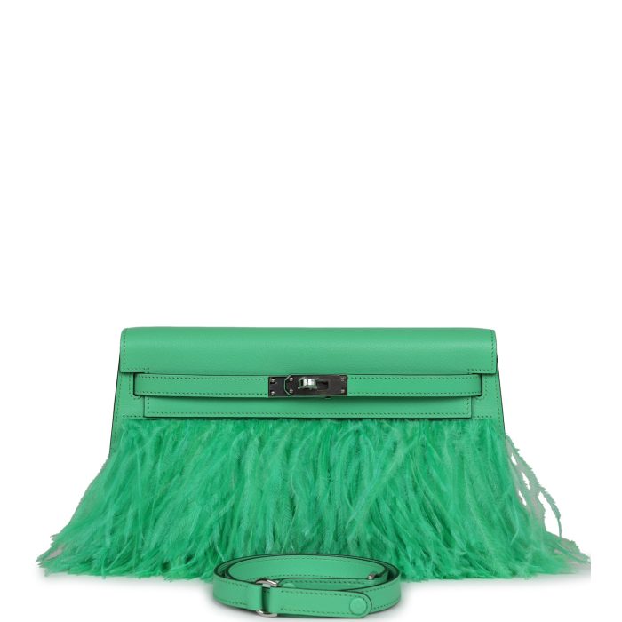 Handmade HKEF Vert Comics Chevre and Ostrich Feather Palladium Hardware